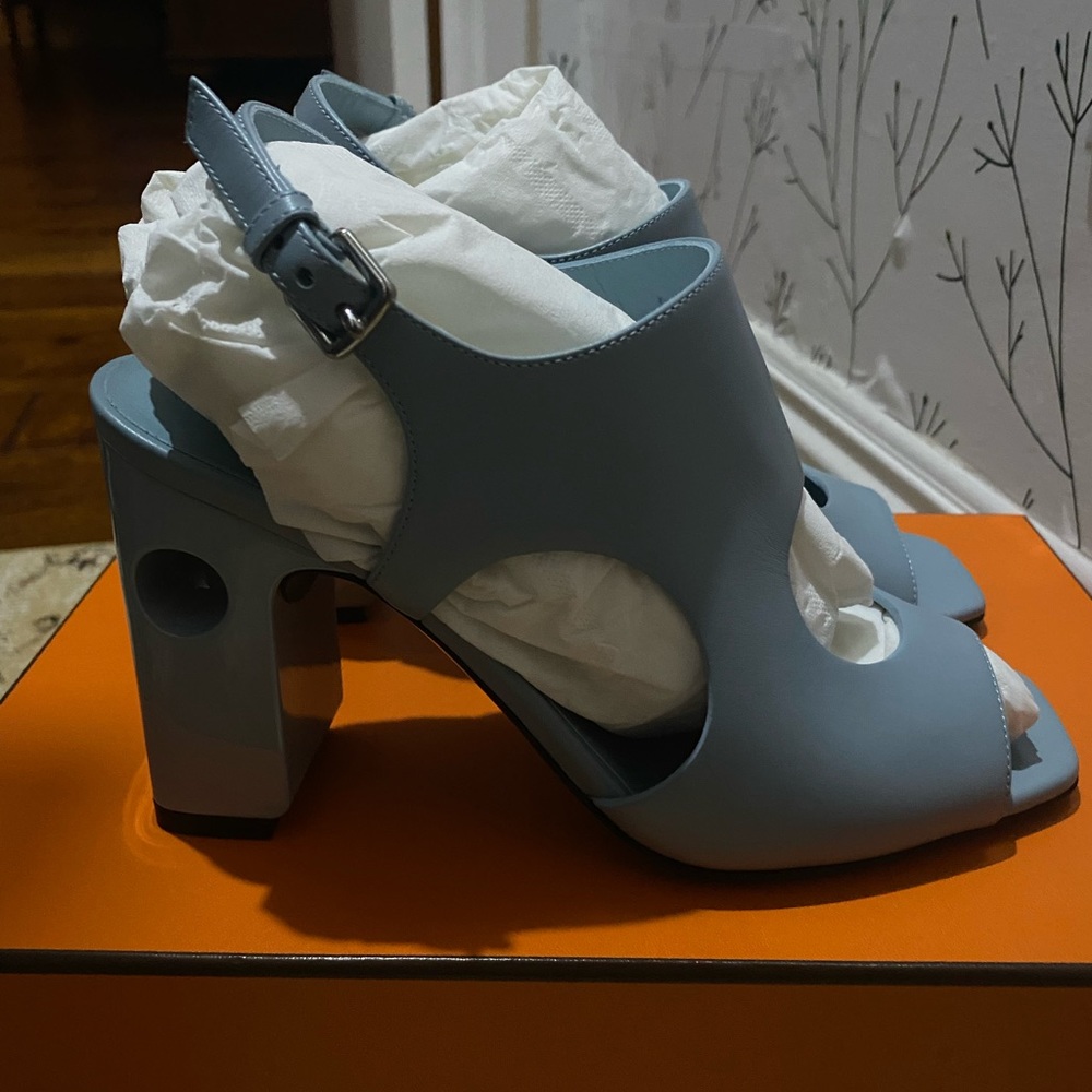 New Hermes baby blue heels